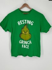 Dr Suess Resting Grinch Face Christmas T-Shirt Adult Sz 2XL Green K3