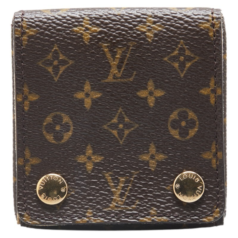 Louis Vuitton Monogram Jewelry Case Small Brown PVC Leather Ladies Accessory Holder