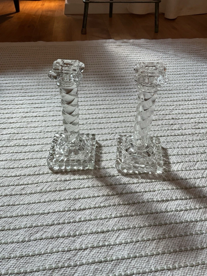 Juego de 2 candelabros de cristal de baccarat / Crystal Candle Holders Early 1900s - Imagen 2 de 4