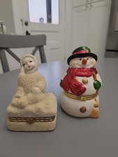 Snow Baby (Dipartimento 56) e Scatole portagioie con cerniera in ceramica per le vacanze del pupazzo di neve