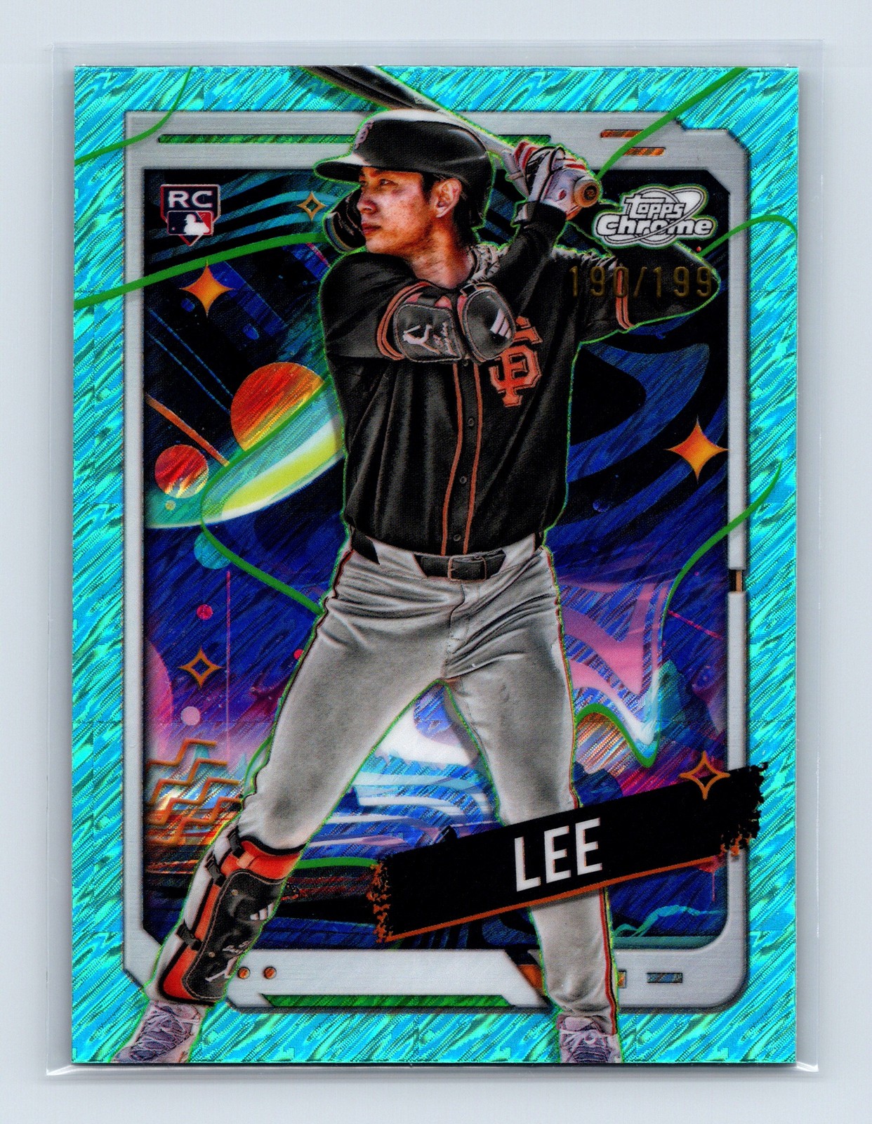 2024 Topps Chrome Cosmic #110 Jung Hoo Lee Aqua Equinox Refractors #/199 Rookie