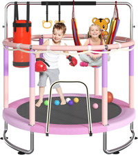 Trampoline for Kids, Upgrade Full Anti-Rust 440Lbstoddler Trampoline with Net,Up