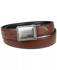 Levi's Men's Reversible Logo Plaque Belt Black Brown Size Large
