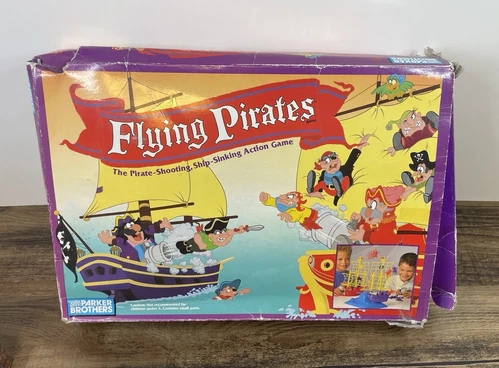 Vintage Flying Pirates Action Board Game by Ships Cannons - Missing 2 Monkeys