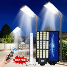 11000W Commercial Solar Street Light 1680 LED Super Bright Outdoor Lamp+Pole US