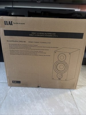 ELAC Debut 2.0 B6.2 Shelf Speakers, Black, One Pair - 1'' Fabric Dome Tweeter and