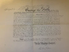King George VI and Anthony Eden signed 1937 appointing consul to France document