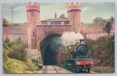 LB&SCR Postkarte Zug verlässt Clayton Tunnel Lok Nr 54 ''Empress'' LPC 50