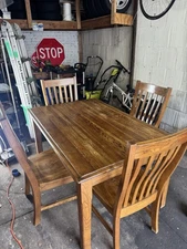 Pottery Barn Solid Wood Dining Table with Chairs- Extendable Dining Table 4 Set