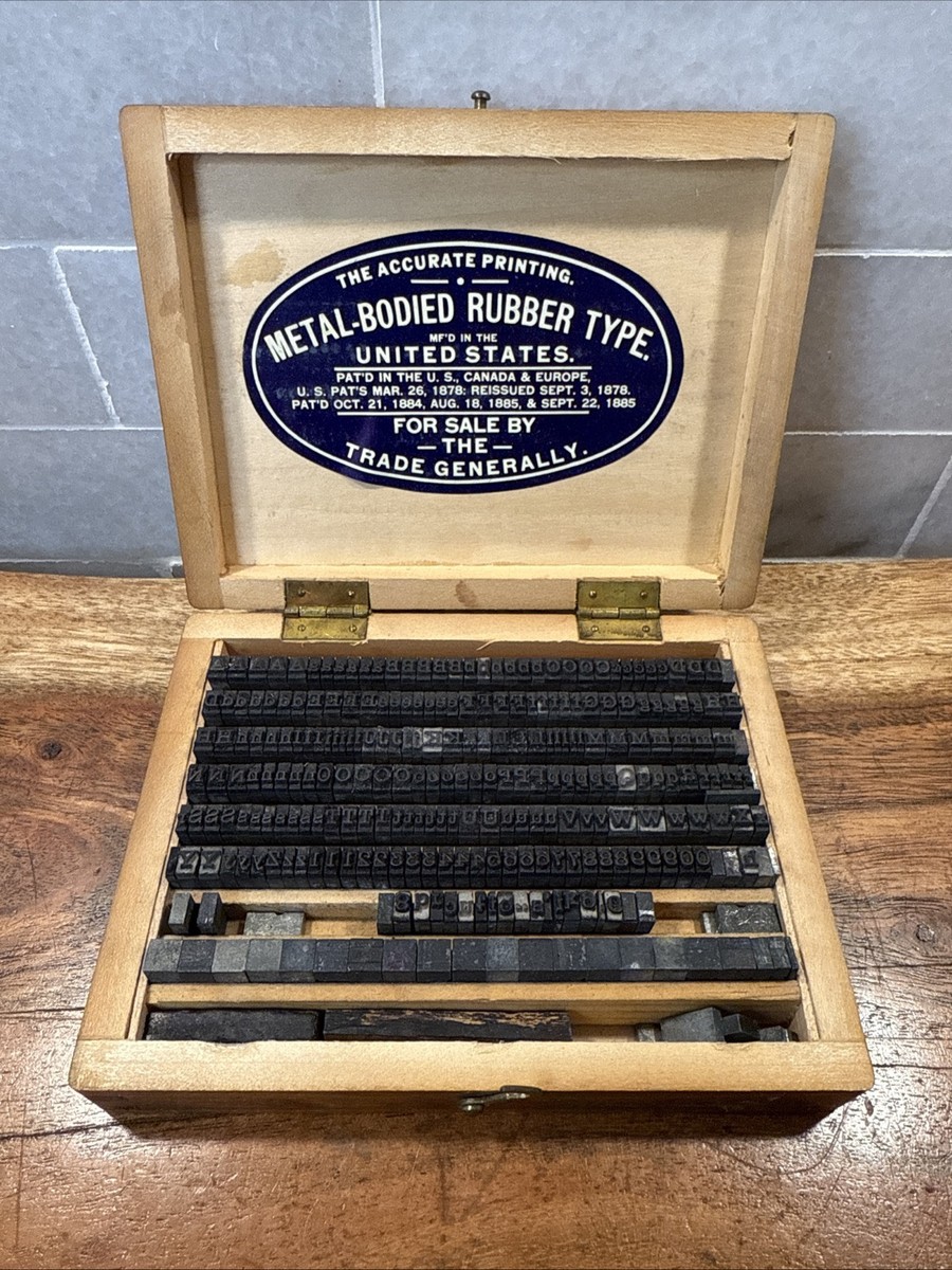 Accurate Printing Blocks Metal Bodied Rubber Type late 1800s Wood