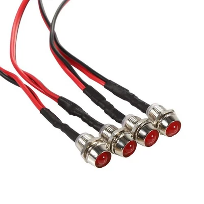12V LED Voyant Lumineux Voyant de tableau de bord pilote, 4 pièces 12V DC 8mm - Photo 1/3