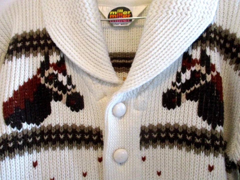Cardigã suéter masculino Miller 100% acrílico Western Horse uso externo tamanho G unissex - Imagem 2 de 4