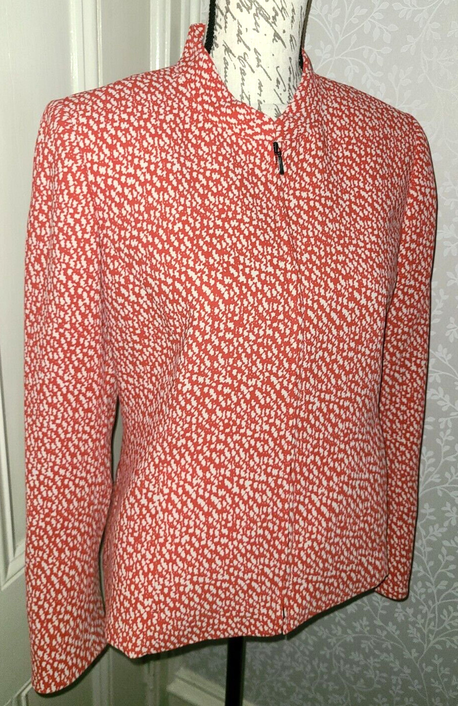 Pendleton orange & white abstract pattern full zi… - image 11