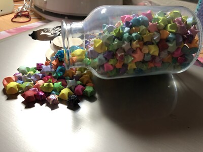 Colorful Handmade Origami Lucky Stars In A 6in Jar (Various Sizes)