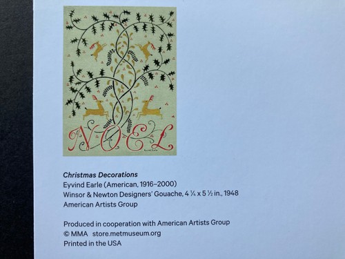 *ONE* Eyvind Earle Christmas Card Noel Large MMA Met Museum MCM Reindeer Holly 1 - Picture 4 of 4