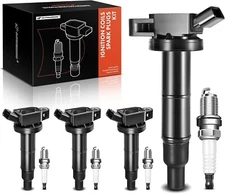 Set of 4 Ignition Coil Pack and Iridium Spark Plugs Compatible with Toyota