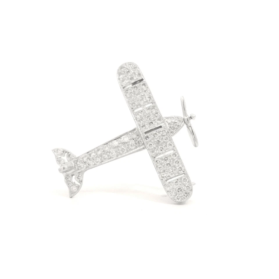 Pin de solapa de avión oro de 18 quilates y diámetro. 0,60 ct. Foto 3 de 4