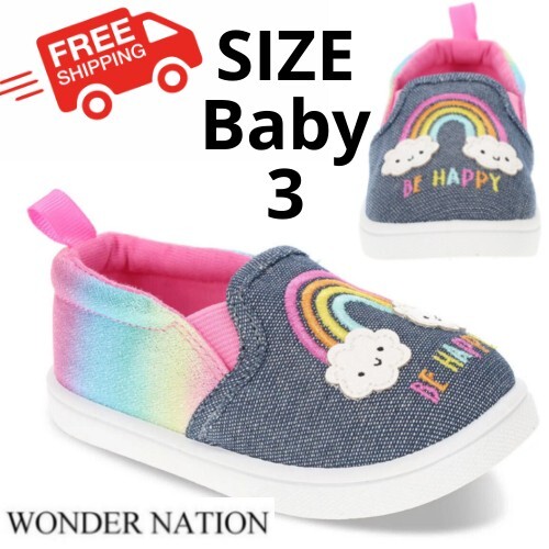 Wonder Nation Baby Girl Casual Critter Shoes, SIZE 3 (3 TO 6 Months BE HAPPY NEW
