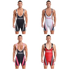 Mens Leotards Gym Wrestling Singlet Sports Bodysuit Sleeveless Swimsuit Casual