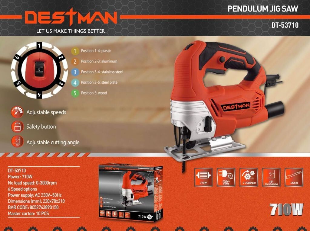 Seghetto Alternativo Professionale 710W DT-53710 | Taglio Legno Ferro 65MM