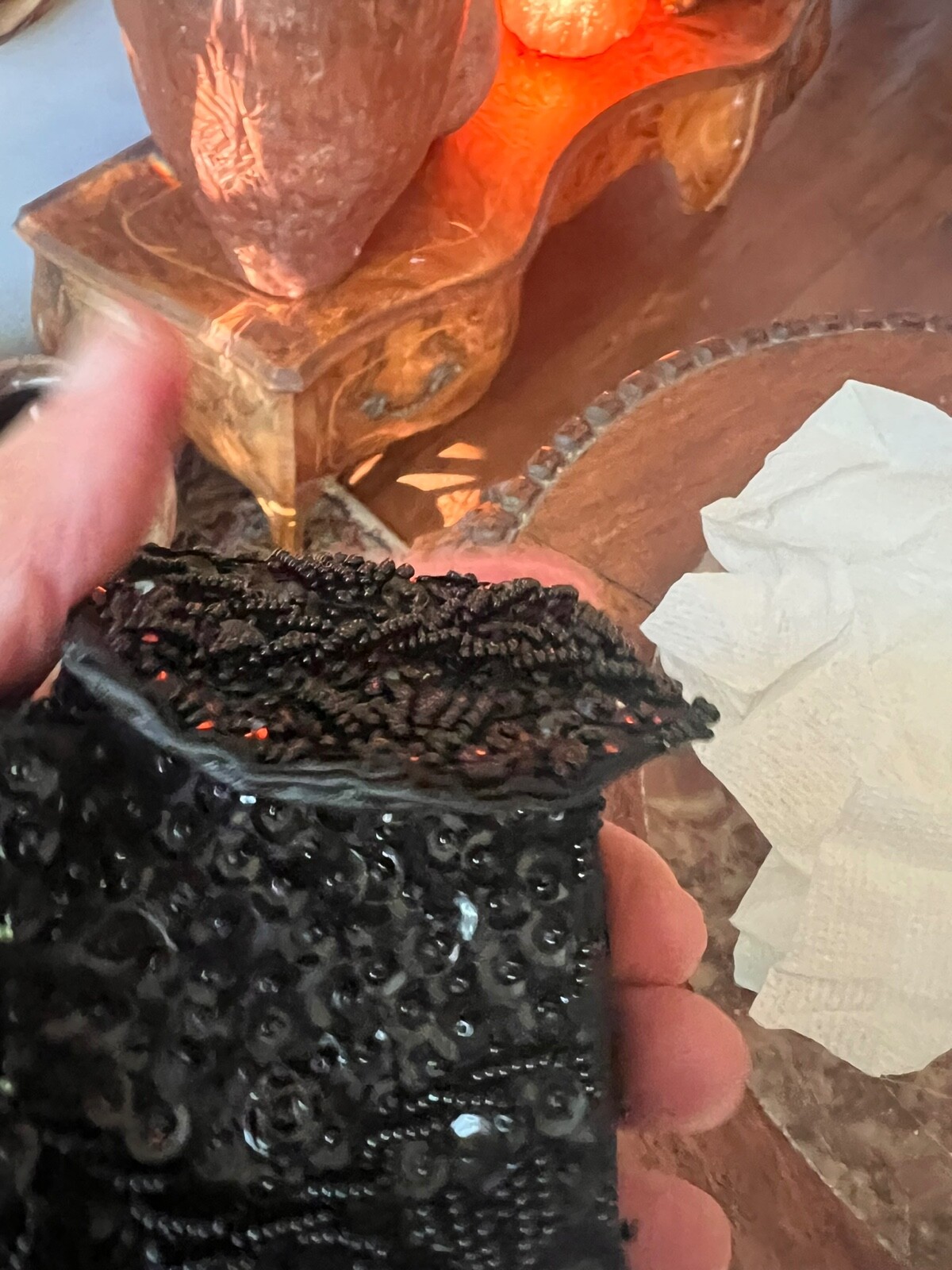 Cigarette case sequin beaded snap closure vintage… - image 4