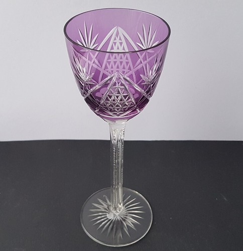 Wine Glass, Stemware Glas Flashed Glass Hand Cut Um 1900 L929 - Picture 5 of 11