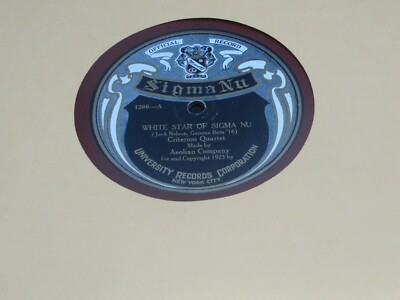 RARE SIGMA NU OFFICIAL RECORD sung by Criterion Quartet 1923 UNIVERSITY RECORDS 