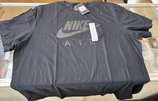 Nike Air Mens Reflective Logo Tee T-Shirt Crew Neck All Black Swoosh Cotton M