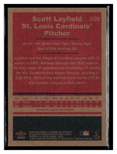 2002 Fleer Tradition Update #U20 Scotty Layfield - Picture 2 of 2