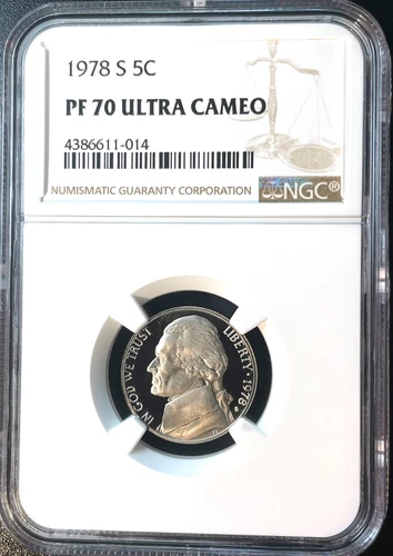 1978 S 5c JEFFERSON NICKEL PF70 ULTRA CAMEO NGC
