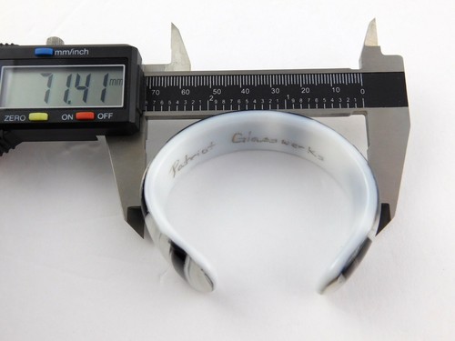 Patriot Glassworks Art Glass Cuff Bracelet White Black Stripes Signed Artisan - Picture 9 of 11