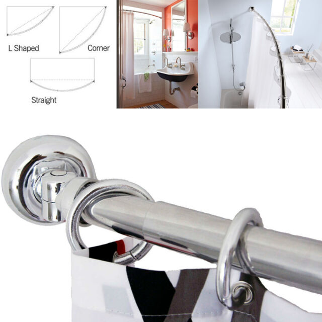 Telescopic Curved SHower Curtain Rail - 120-190cm - Adjustable Angle Brackets Telescopic Curved SHower Curtain Rail - 120-190cm - Adjustable Angle Brackets