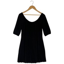 WHBM White House Black Market Bubble Hem Half Sleeve Scoop Neck Dress Black M