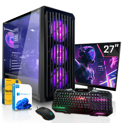 Basic Gaming PC Set AMD Ryzen 5 5500GT 16GB Ram 256GB NVMe 27 Zoll TFT