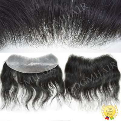 Invisible Pu Skin V-Loop Mens Frontal Hairpiece for Receding Hairline Human Hair
