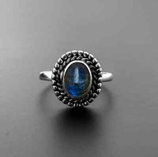 Solid 925 Sterling Silver Natural Labradorite Ring Gemstone Jewelry For Her A 69