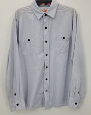 Carhartt Shirt Mens Large Vintage Blue White Stripe Long Sleeve Work Button Up
