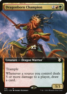 MTG Borderless Forgotten Realms Commander AFC Dragonborn Champion MINT