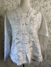 Amber White Silky Long Sleeve Wedding Dress Jacket Size 10 Vintage