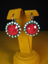 MARIANA JEWELRY EARRINGS FLOWER SWAROVSKI CRYSTALS CORAL Red Turquoise Blue SPL