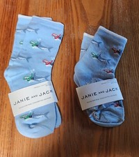 NWT Janie  Jack Light Blue Scuba SHARK Ankle SOCKS Choose 12-24 mo OR 4-5 yrs
