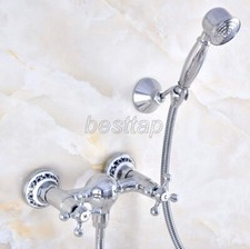 Chrome Brass Wall mounted Bathroom Hand Shower Mixer Tap Faucet Set sna771