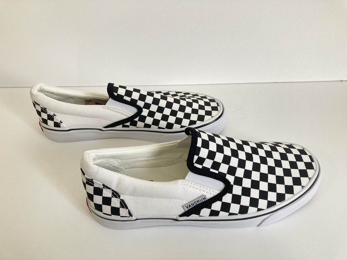 vansrun canvas checkered slip-op sneaker unisex men 6.5 women 8.5