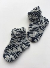 MiniatureChristmas Stocking Ornament Vintage Antique grey Knit Set of 2 Mini sto