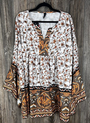 Sacred Threads Women's Tunic Top Blouse ONE SIZE Boho Festival Hippie Wanderer