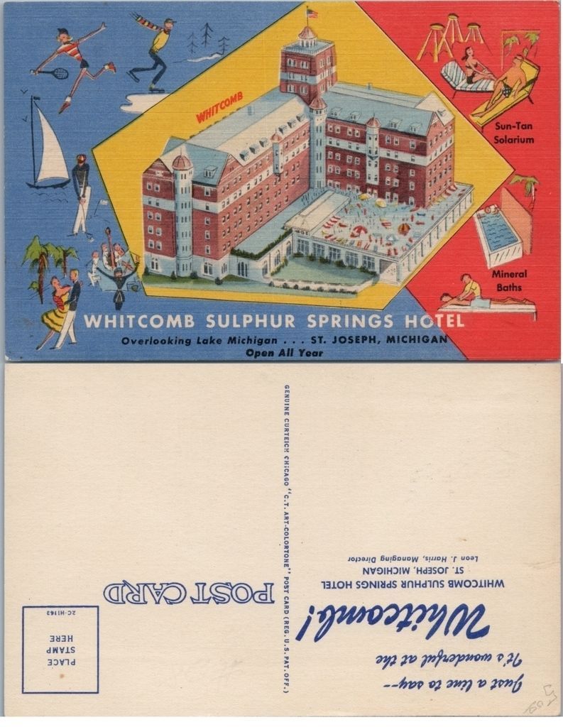 POSTCARD 1940s Sulphur Springs Hotel St Joseph Michigan eBay