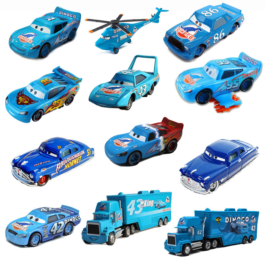Lightning McQueen Blue Diecast Dinoco King Series Model Car