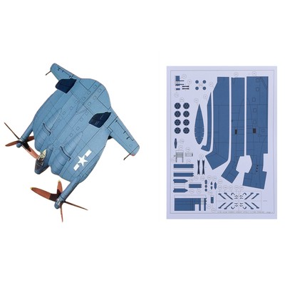 DIY 1/32 American XF5U-1 Flying Pancake Fighter 3D Paper Model Puzzle Kit Plane