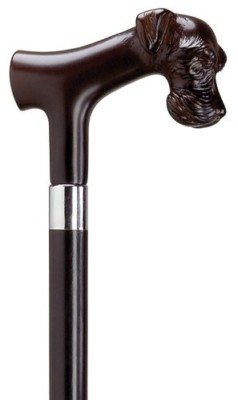 HARVY BROWN SCHNAUZER DOG HEAD HANDLE BLACK MAPLE WOODEN ITALIAN WALKING CANE