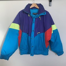 Nevica Vintage Ski Jacket Retro 42 M Blue Red Purple Yellow 90s Winter Coat